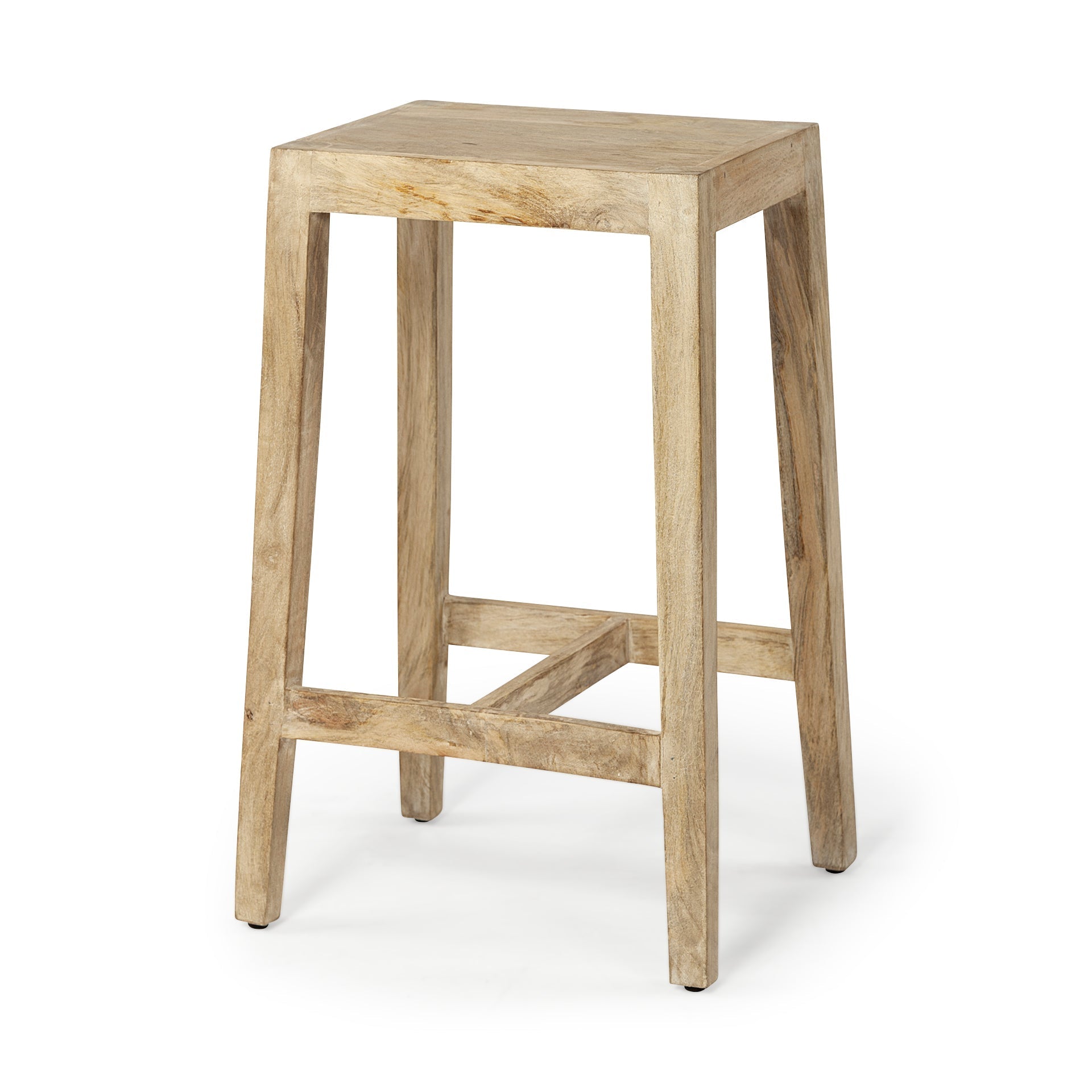 Farmhouse Wood & Metal Armless Counter Stool for Dining Room