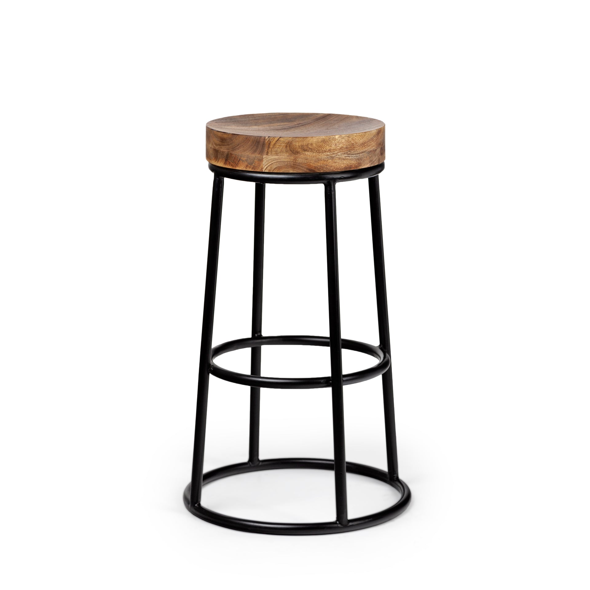 Farmhouse Wood Armless Counter Stool with Solid Seat for Dining Room