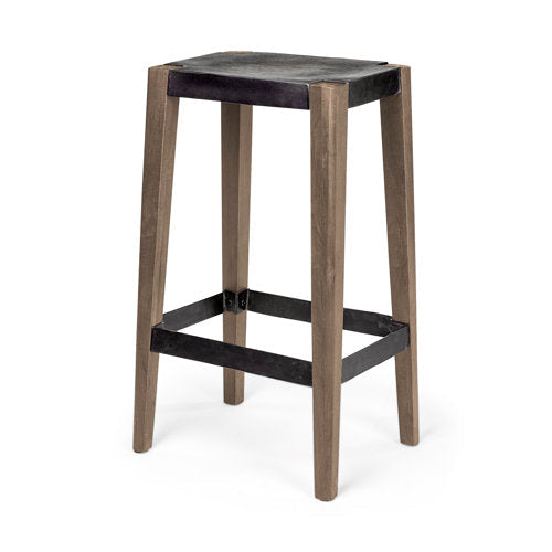 Tabouret de bar/comptoir industriel en bois et métal sans accoudoirs pour salle à manger