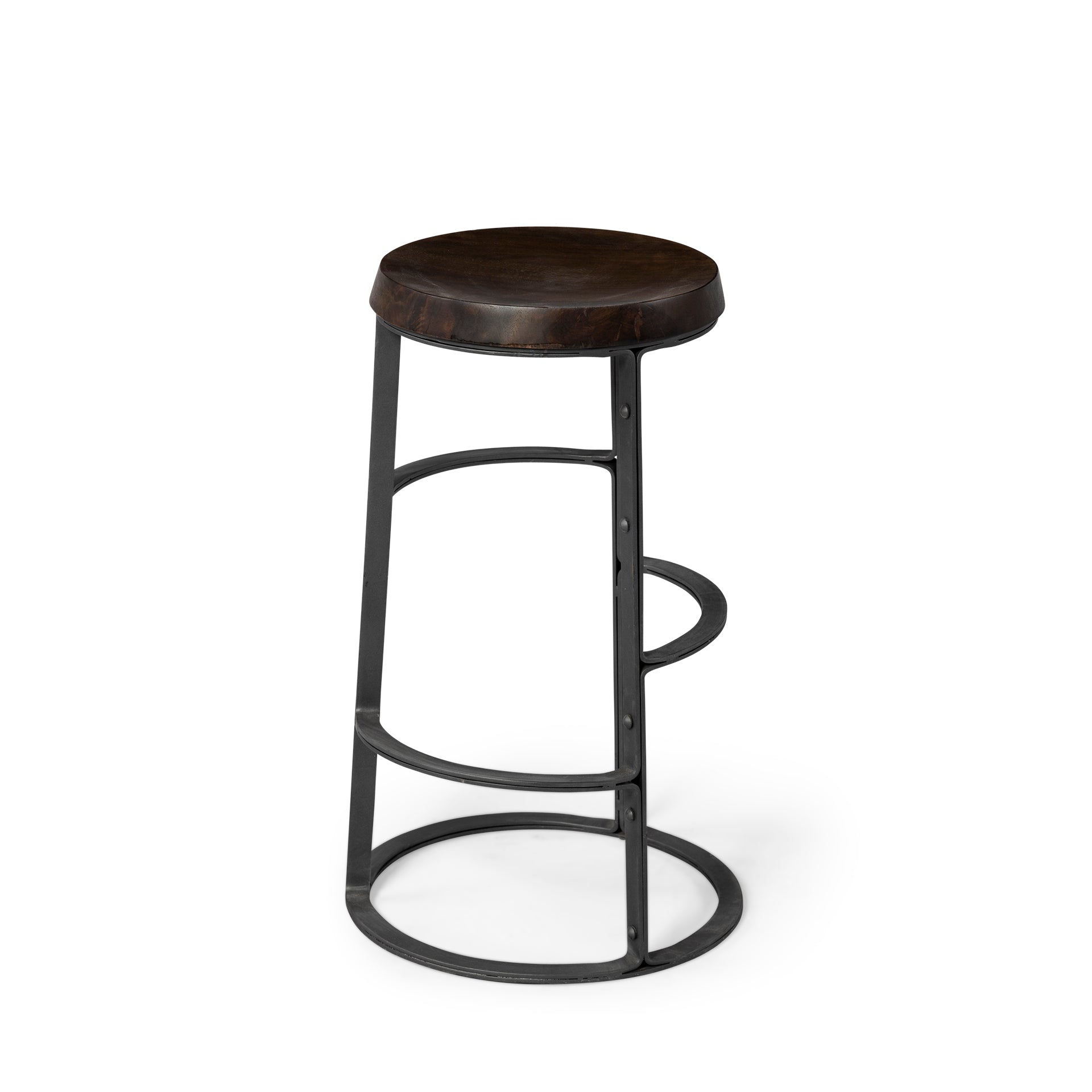 Modern Wood & Metal Armless Counter Stool for Dining Room