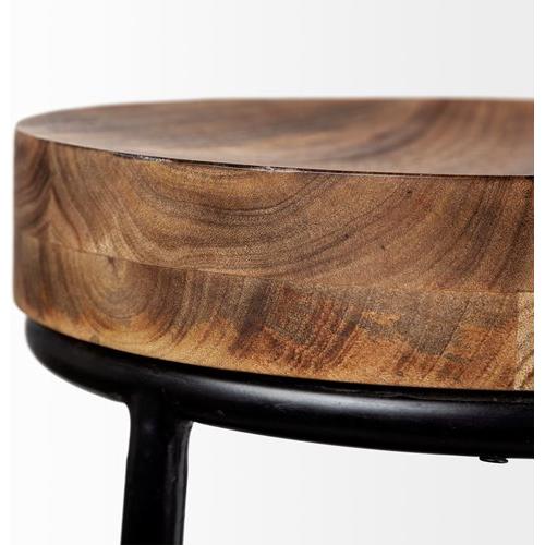 Farmhouse Wood Armless Counter Stool with Solid Seat for Dining Room