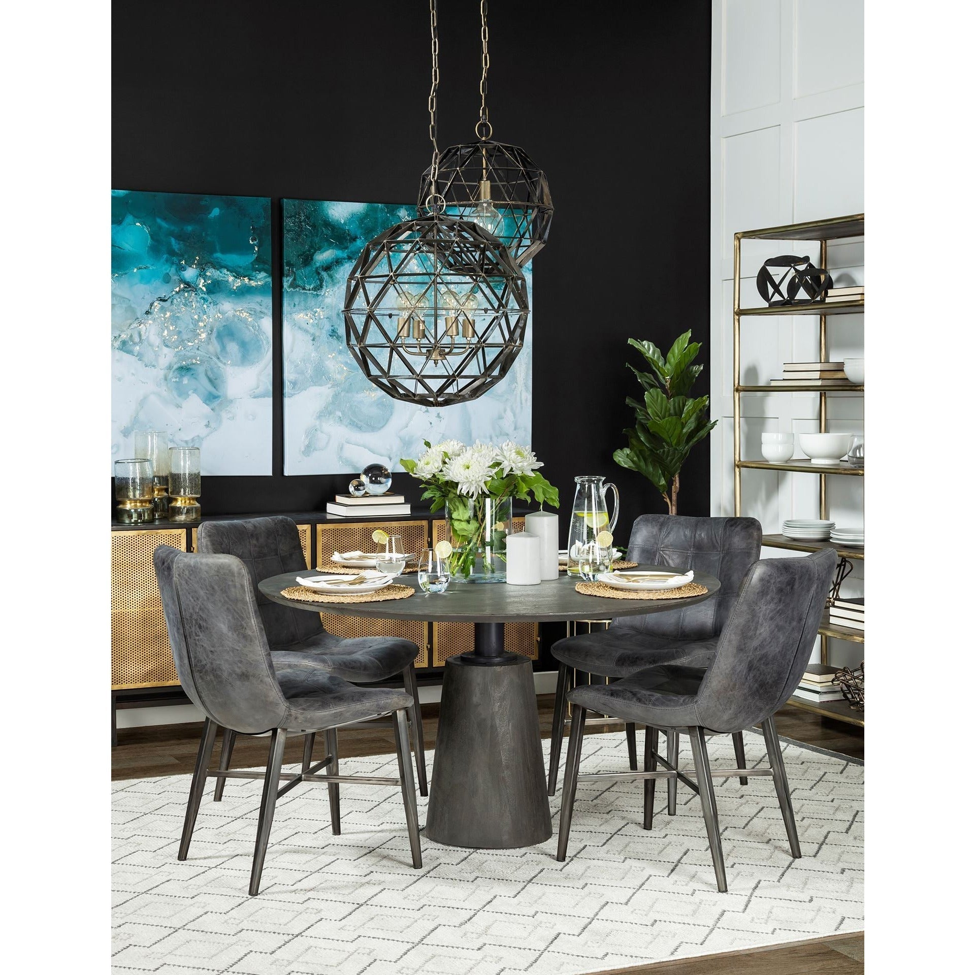 Modern Wood & Metal Rectangular Dining Table for Dining Room