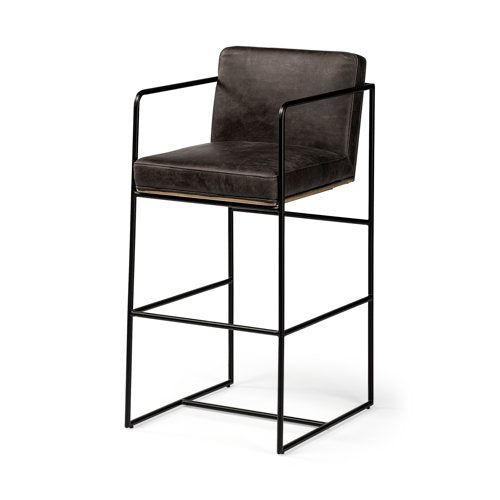 Modern Upholstered Metal Counter Stool with Cushion Seat for Dining Room