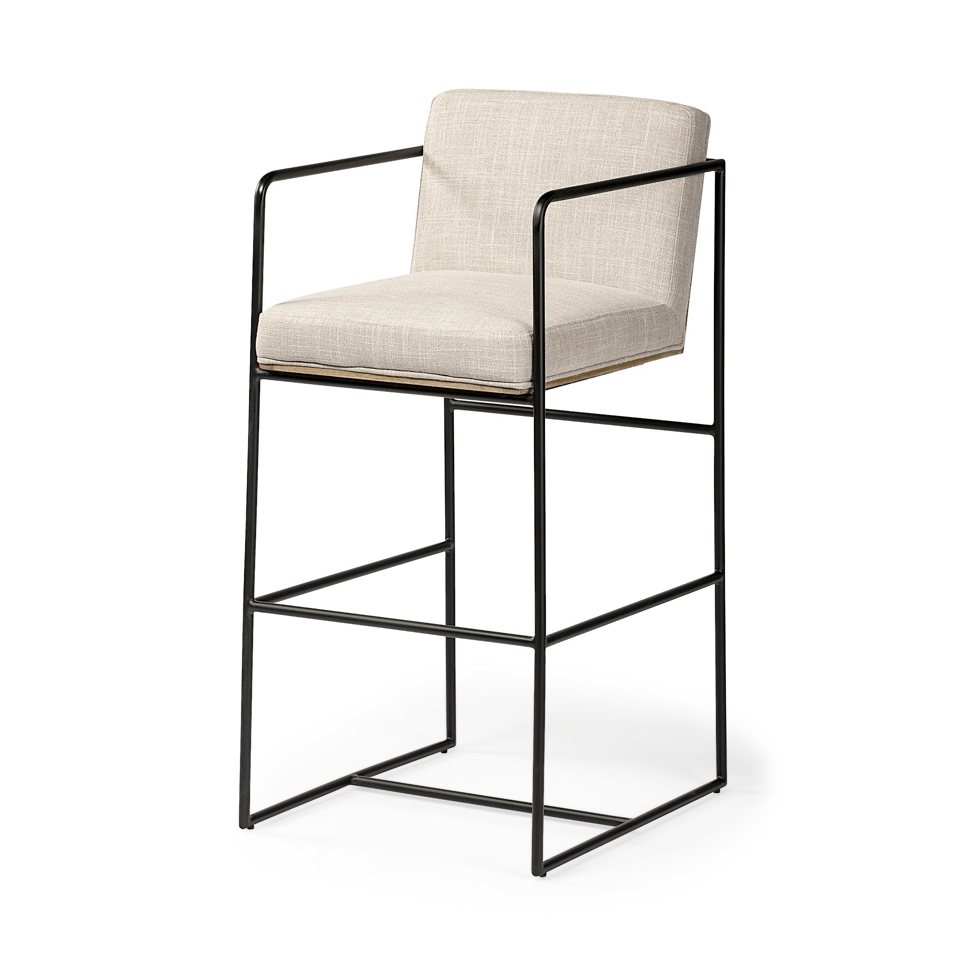 Modern Upholstered Metal Counter Stool with Cushion Seat for Dining Room