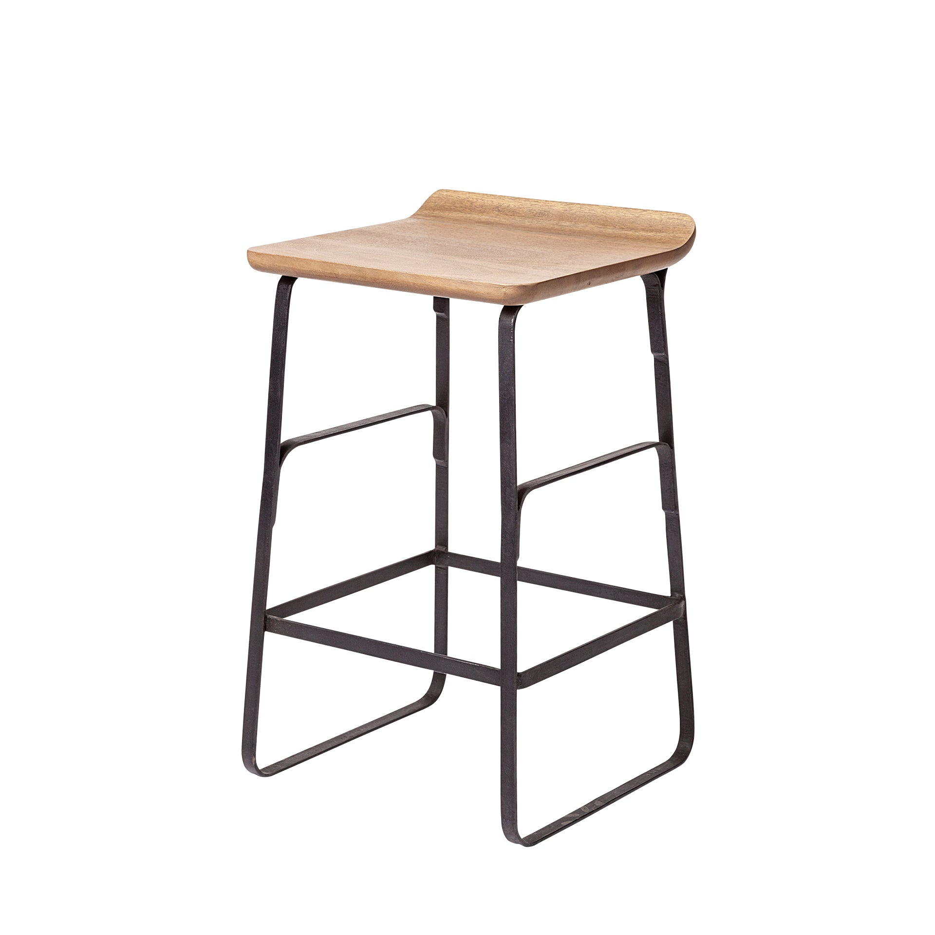 Modern Wood & Metal Armless Bar & Counter Stool for Dining Room