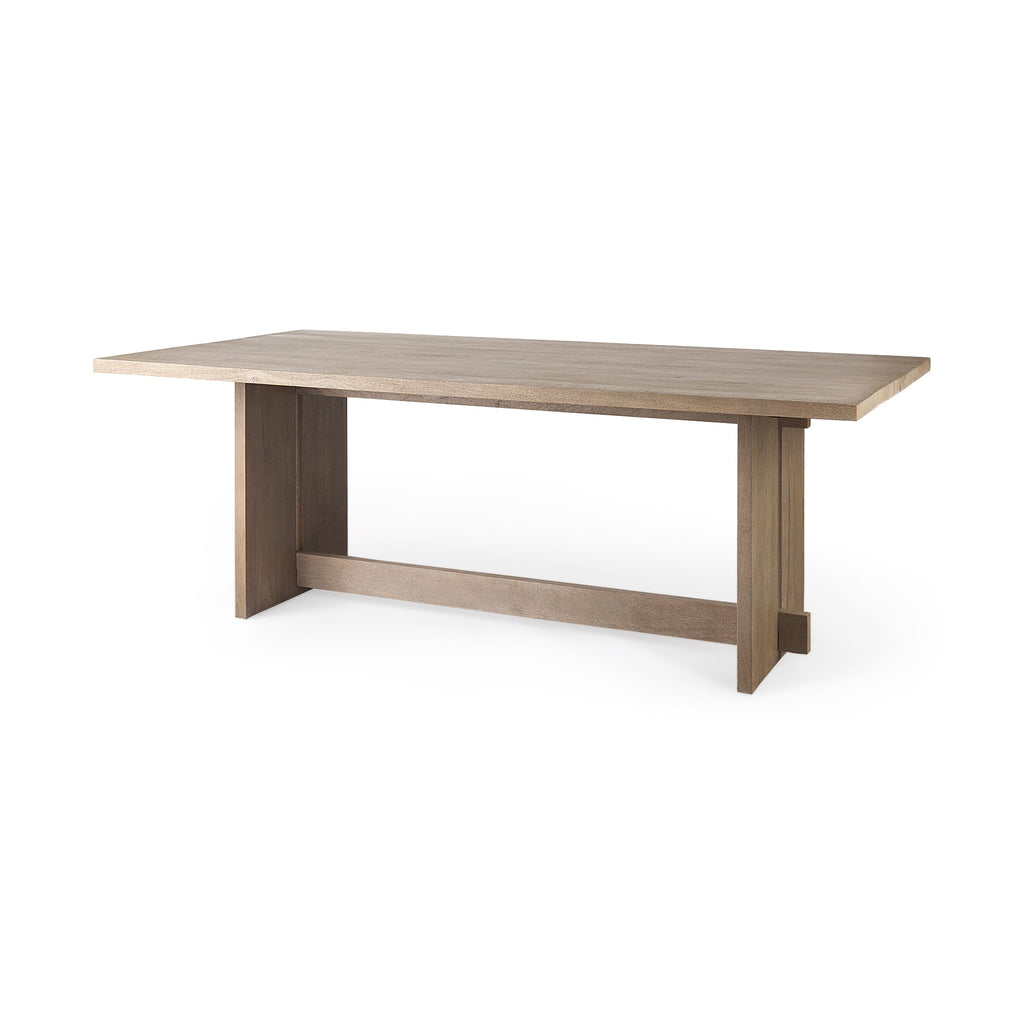 Table de salle à manger contemporaine en bois et métal avec piètement élégant