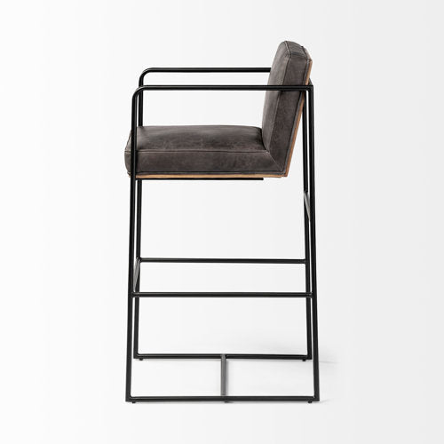Modern Upholstered Metal Counter Stool with Cushion Seat for Dining Room