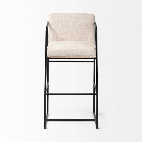 Modern Upholstered Metal Counter Stool with Cushion Seat for Dining Room