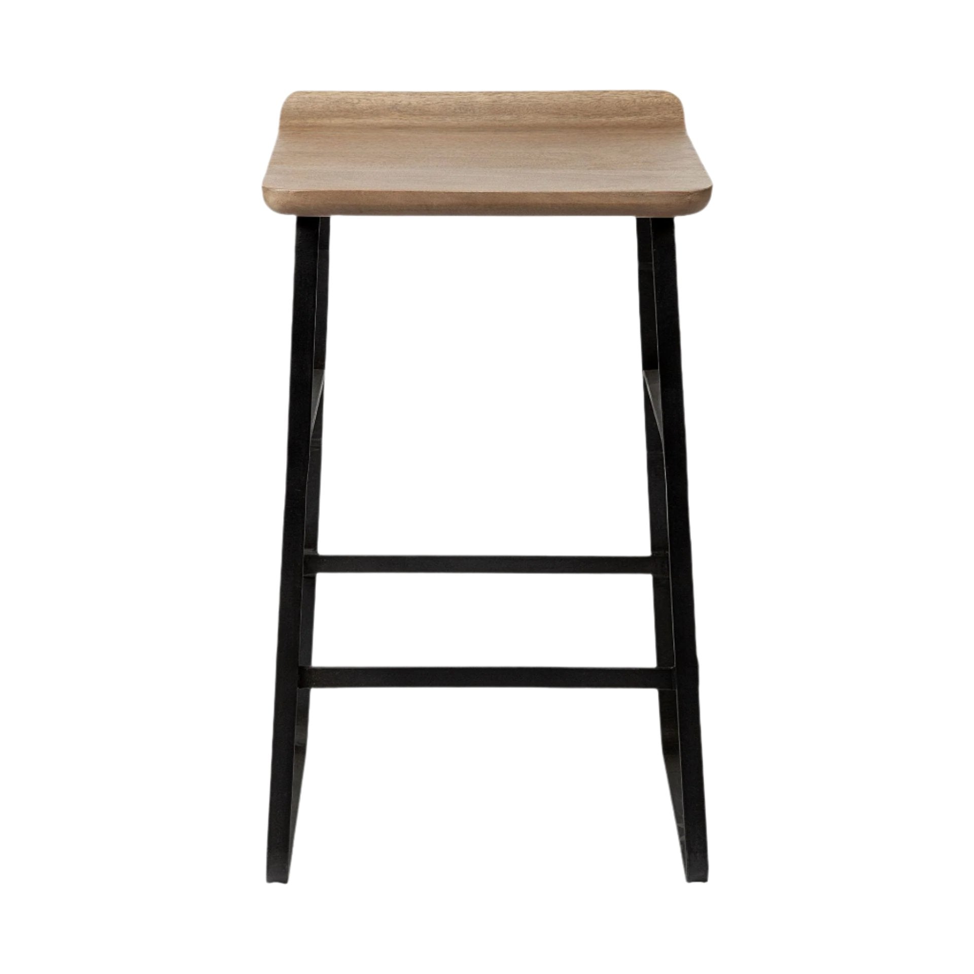 Modern Wood & Metal Armless Bar & Counter Stool for Dining Room