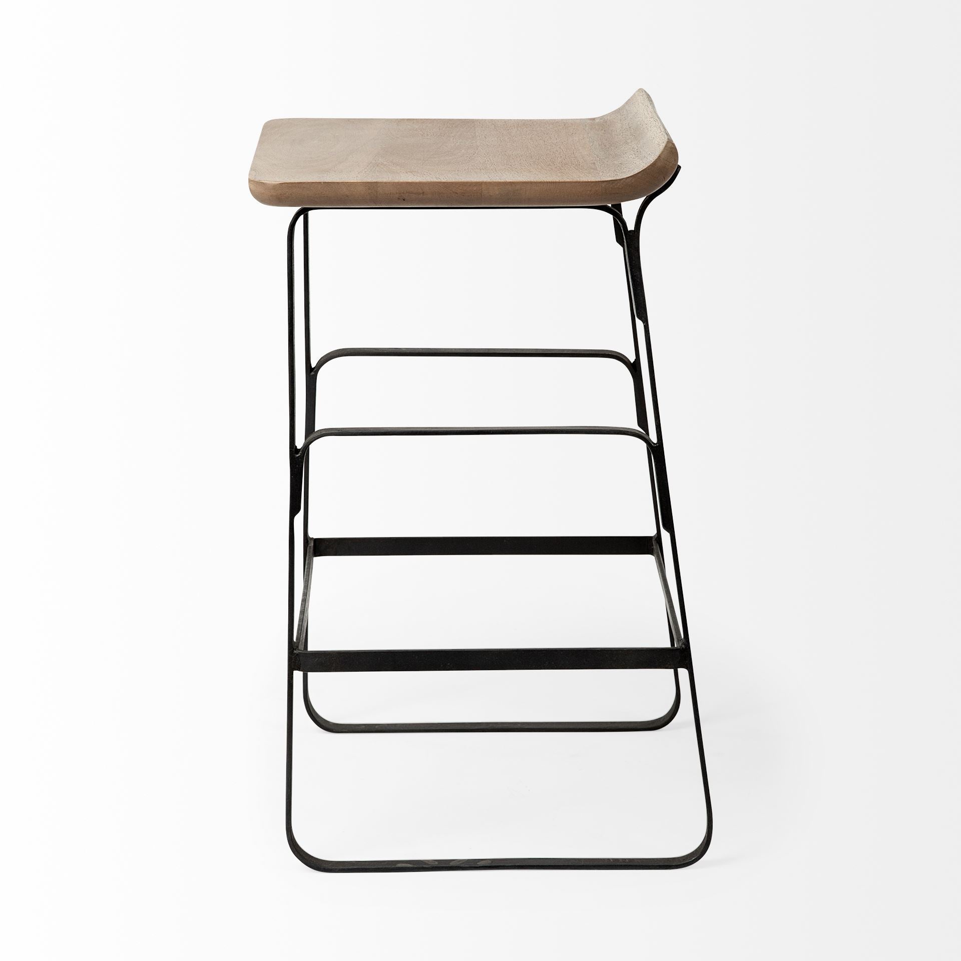Modern Wood & Metal Armless Bar & Counter Stool for Dining Room