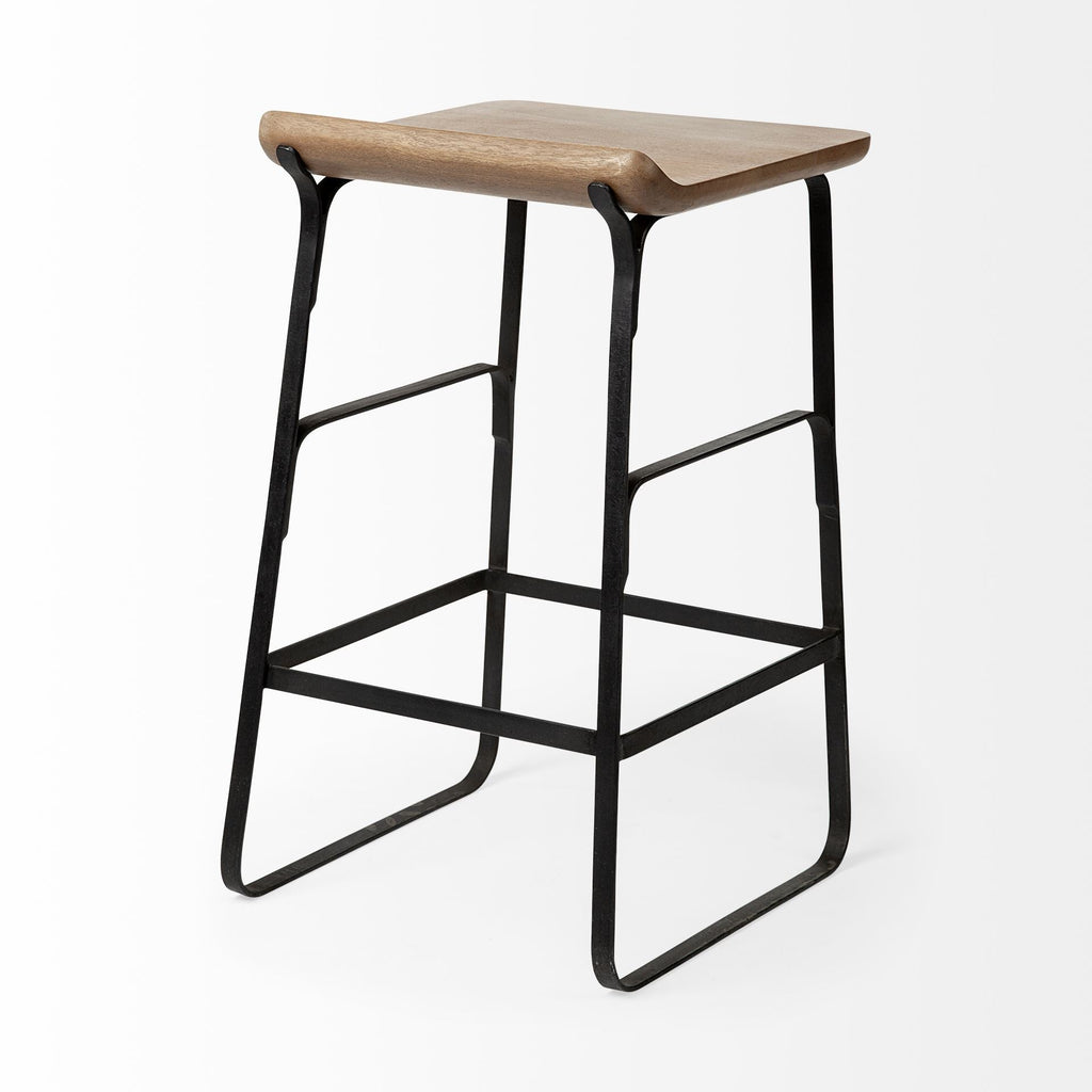 Tabouret de bar/comptoir moderne en bois et métal sans accoudoirs pour salle à manger
