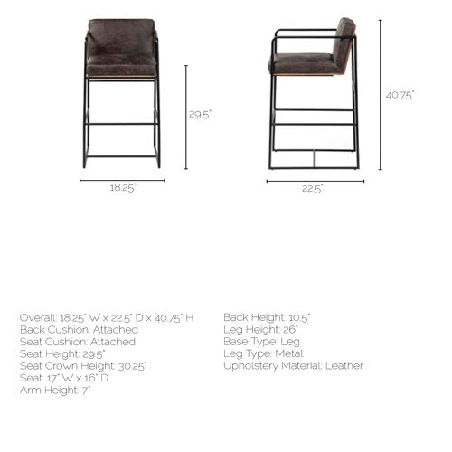 Tabouret de comptoir moderne en métal rembourré avec coussin pour salle à manger