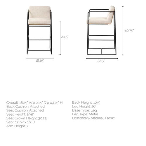 Tabouret de comptoir moderne en métal rembourré avec coussin pour salle à manger