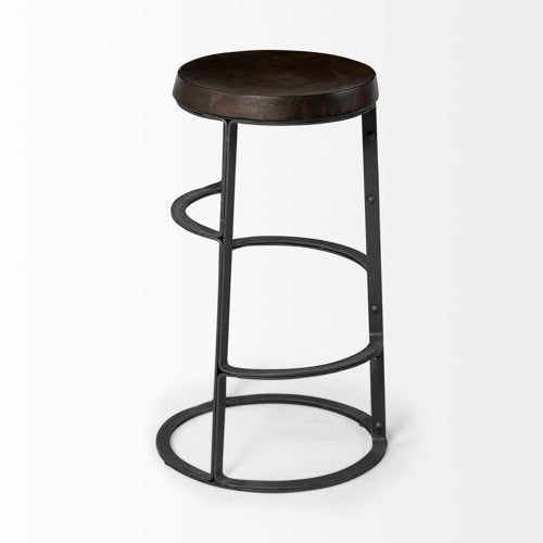 Modern Wood & Metal Armless Counter Stool for Dining Room