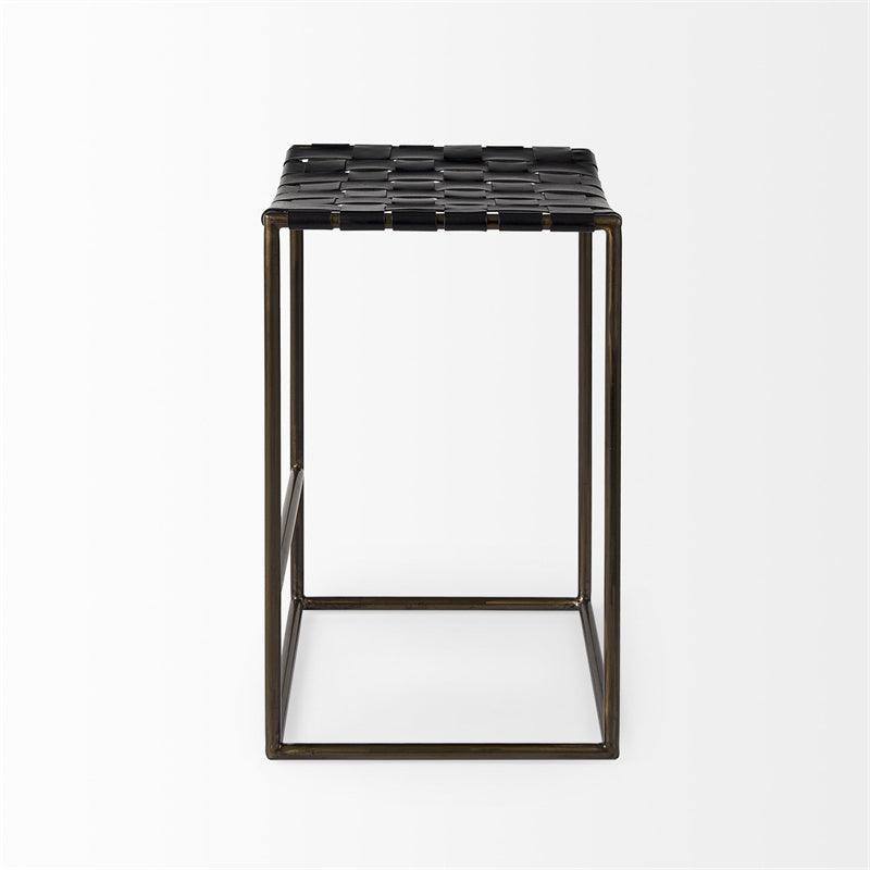 Industrial Leather & Metal Armless Counter Stool with Cushion for Dining Room