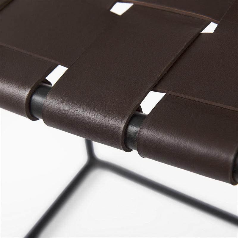 Tabouret de comptoir industriel sans accoudoirs en cuir et métal avec coussin pour salle à manger