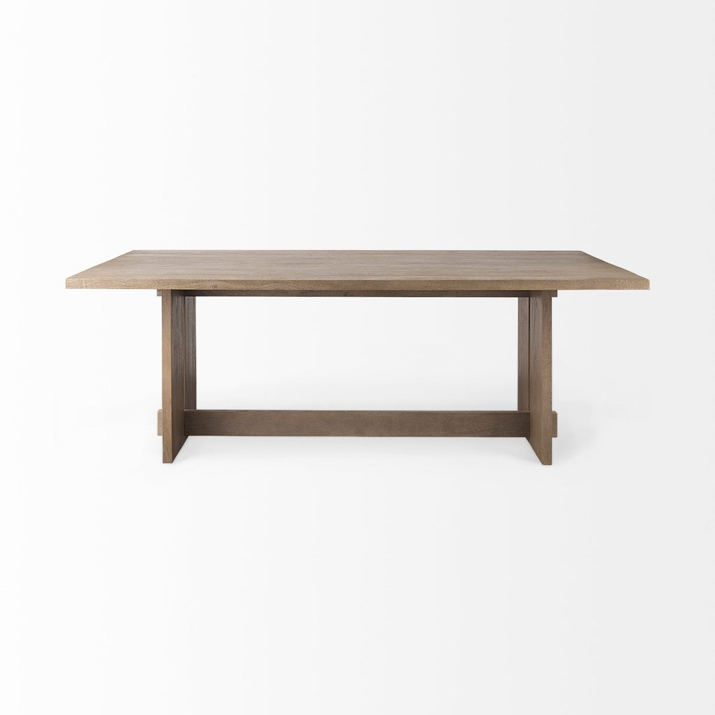 Table de salle à manger contemporaine en bois et métal avec piètement élégant