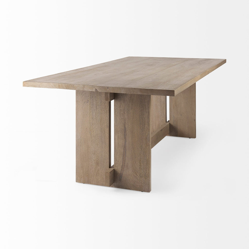 Table de salle à manger contemporaine en bois et métal avec piètement élégant