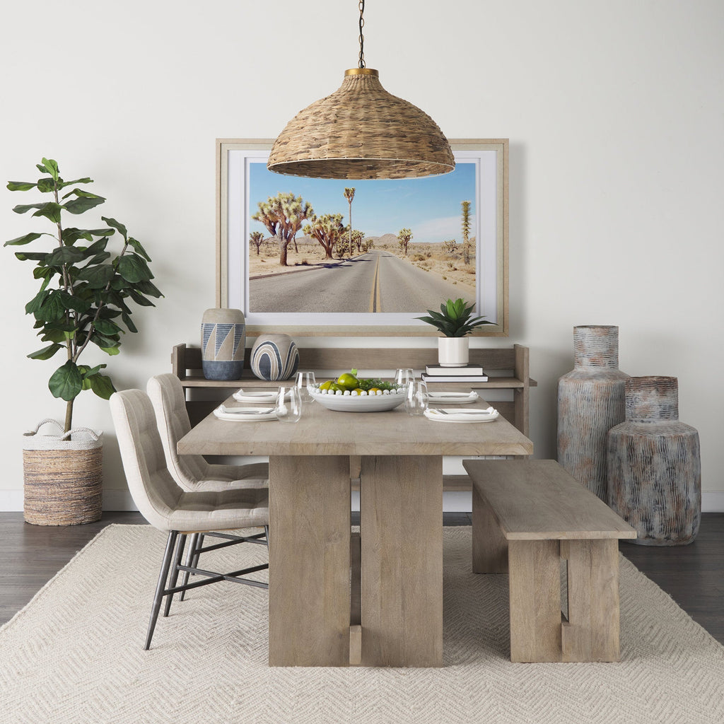 Table de salle à manger contemporaine en bois et métal avec piètement élégant
