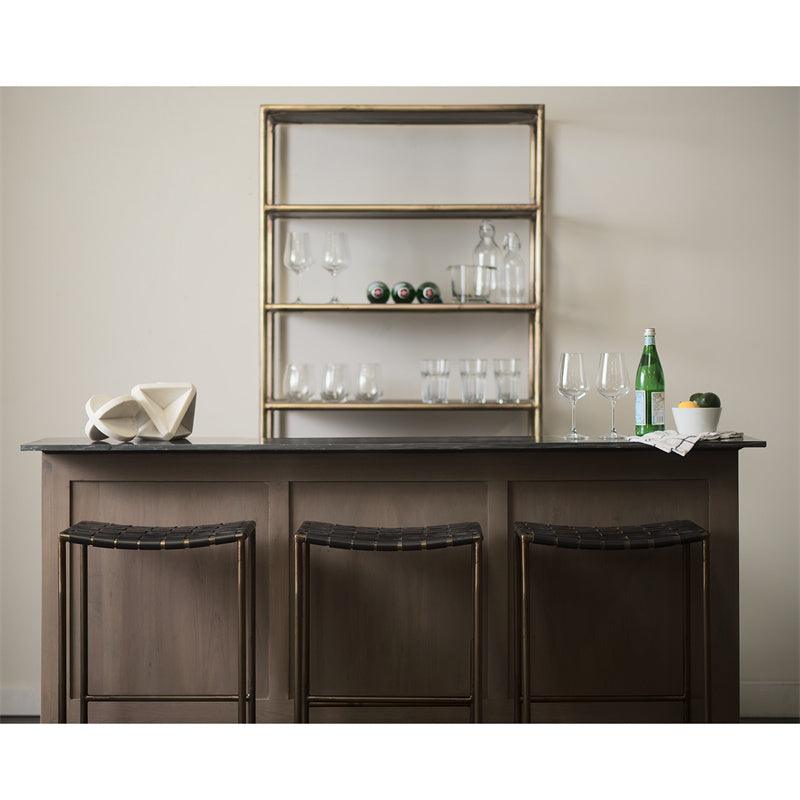 Tabouret de comptoir industriel sans accoudoirs en cuir et métal avec coussin pour salle à manger