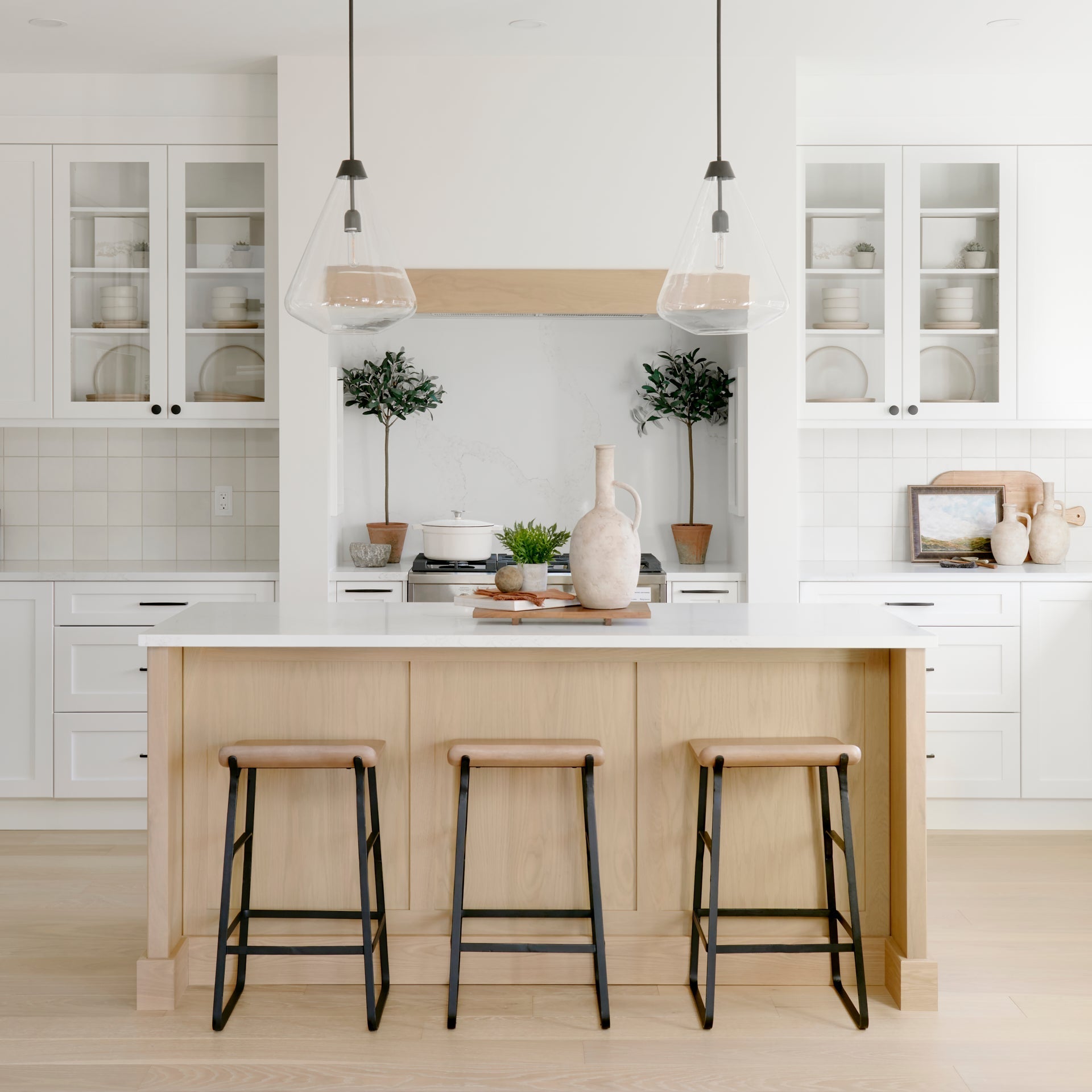 Modern Wood & Metal Armless Bar & Counter Stool for Dining Room