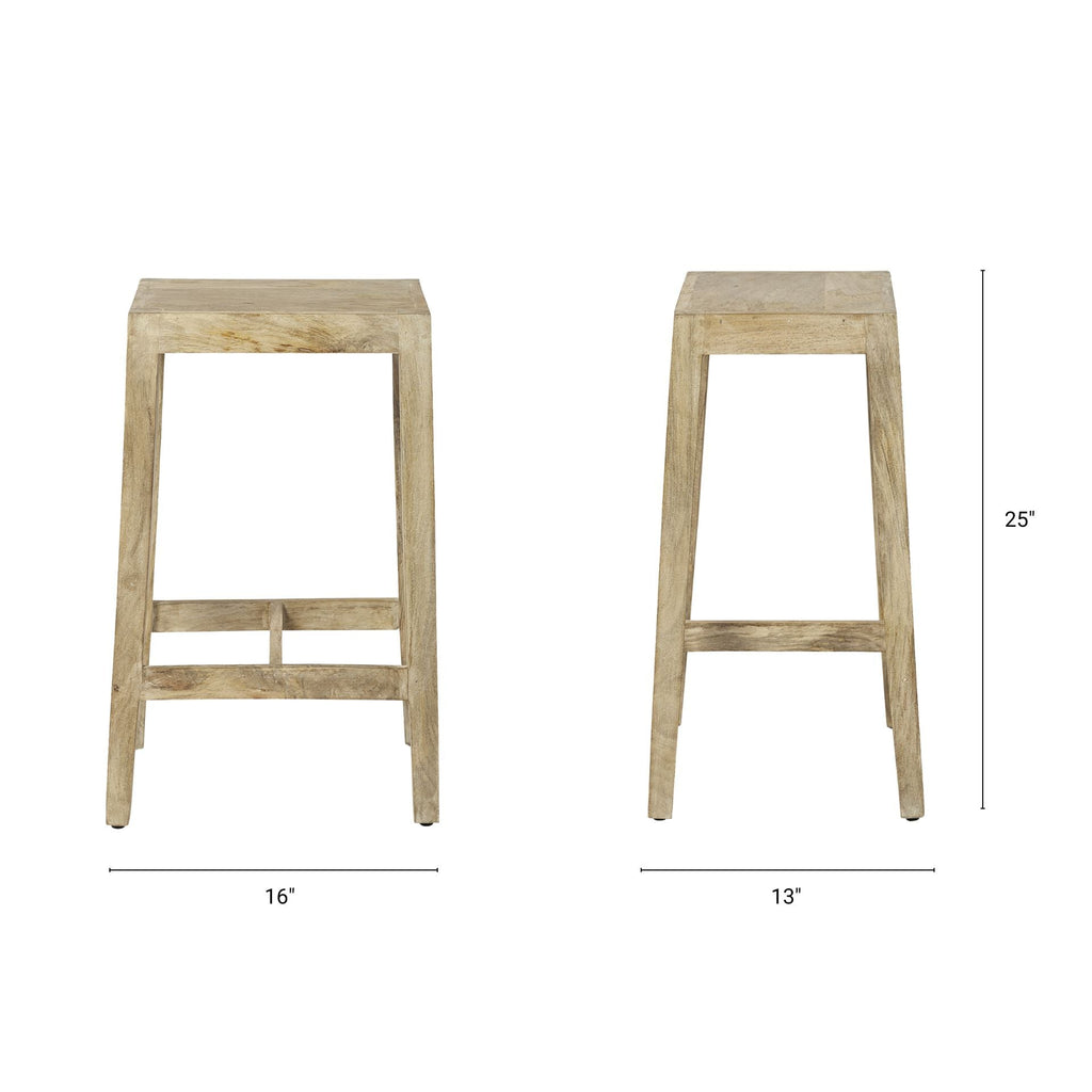 Tabouret de comptoir sans dossier en bois et métal style ferme pour salle à manger
