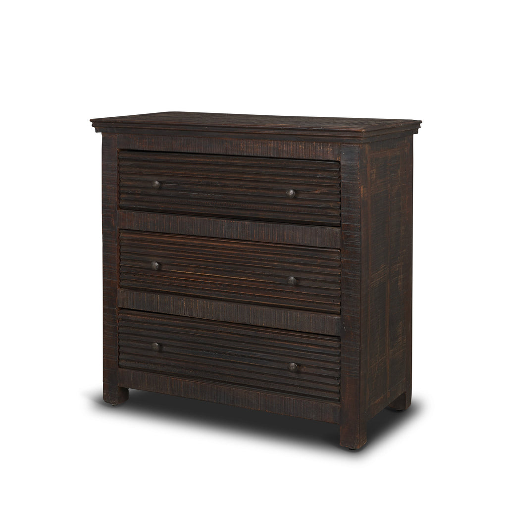 Meuble TV/commode industriel en bois recyclé et métal à 3 tiroirs pour salon