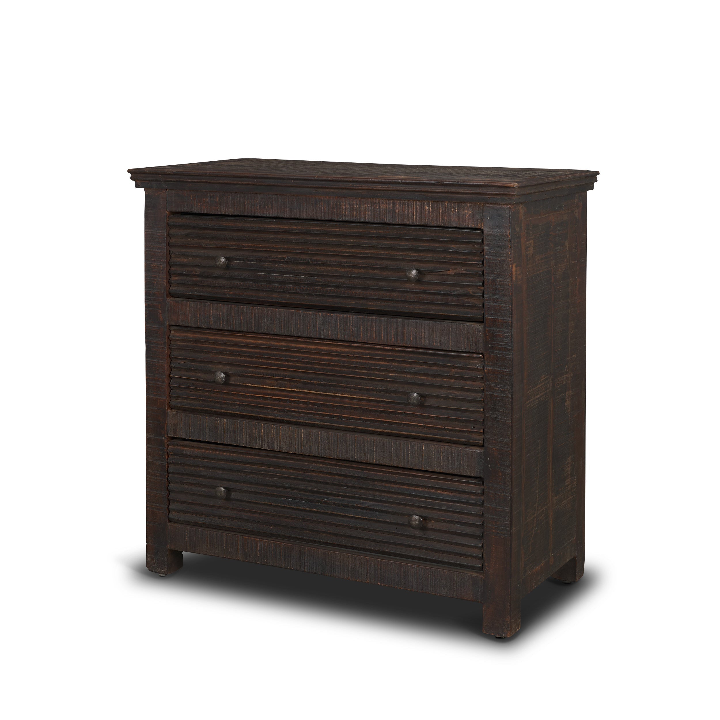 Industrial Reclaimed Wood & Metal 3-Drawer Cabinet for Living Room