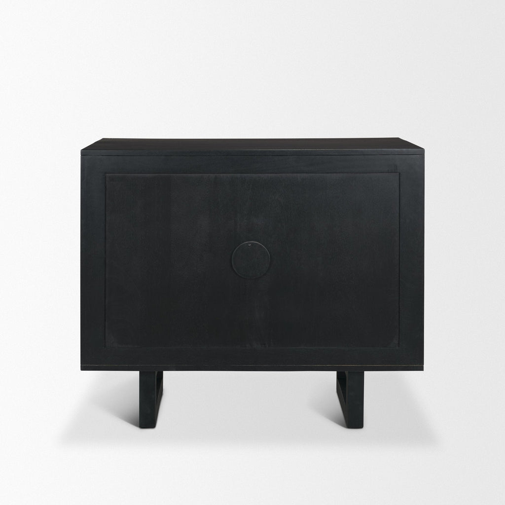 Farmhouse Wood & Metal 2-Door Accent Cabinet with Shelf for Dining Room