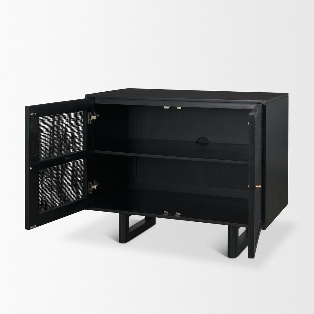 Farmhouse Wood & Metal 2-Door Accent Cabinet with Shelf for Dining Room