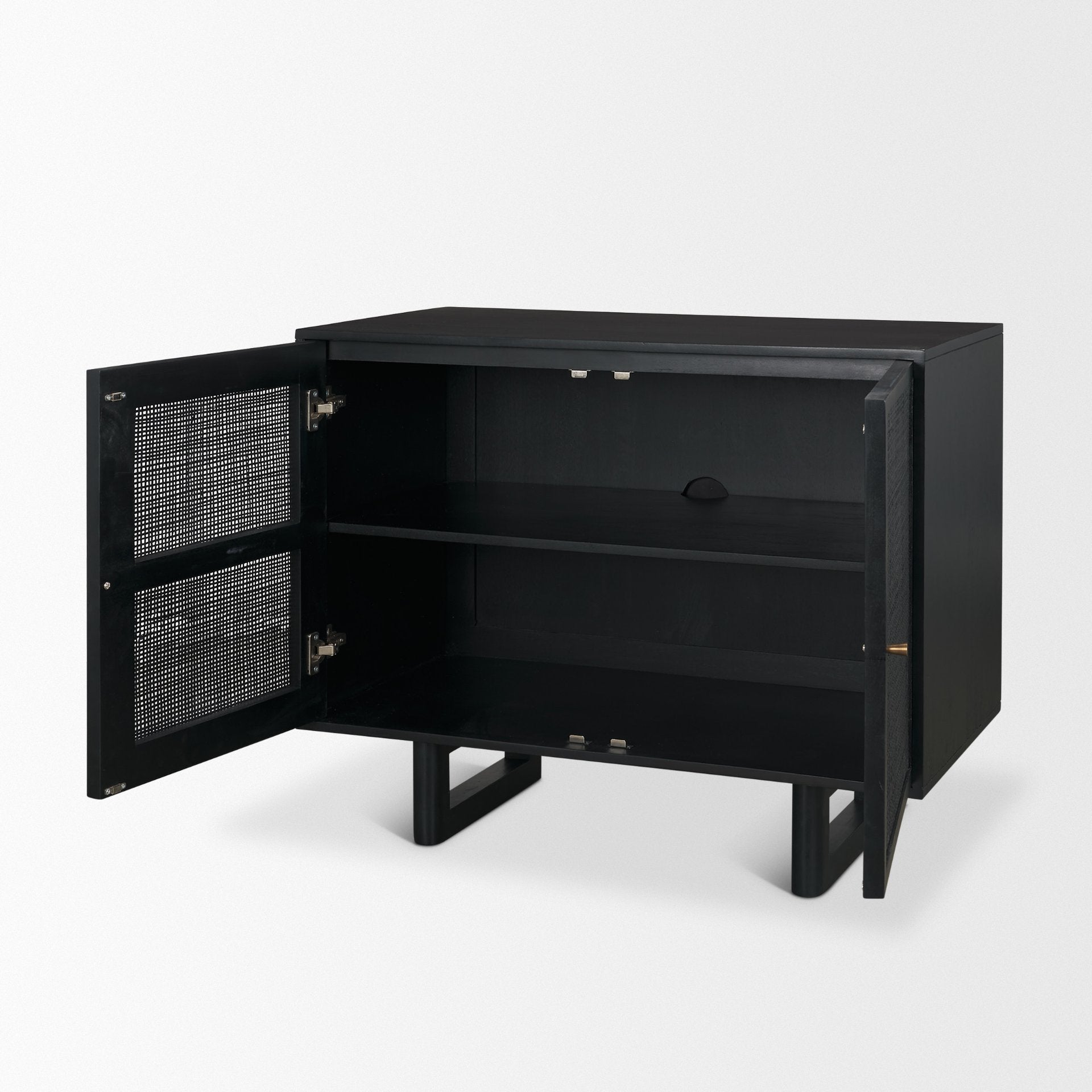 Farmhouse Wood & Metal 2-Door Accent Cabinet with Shelf for Dining Room