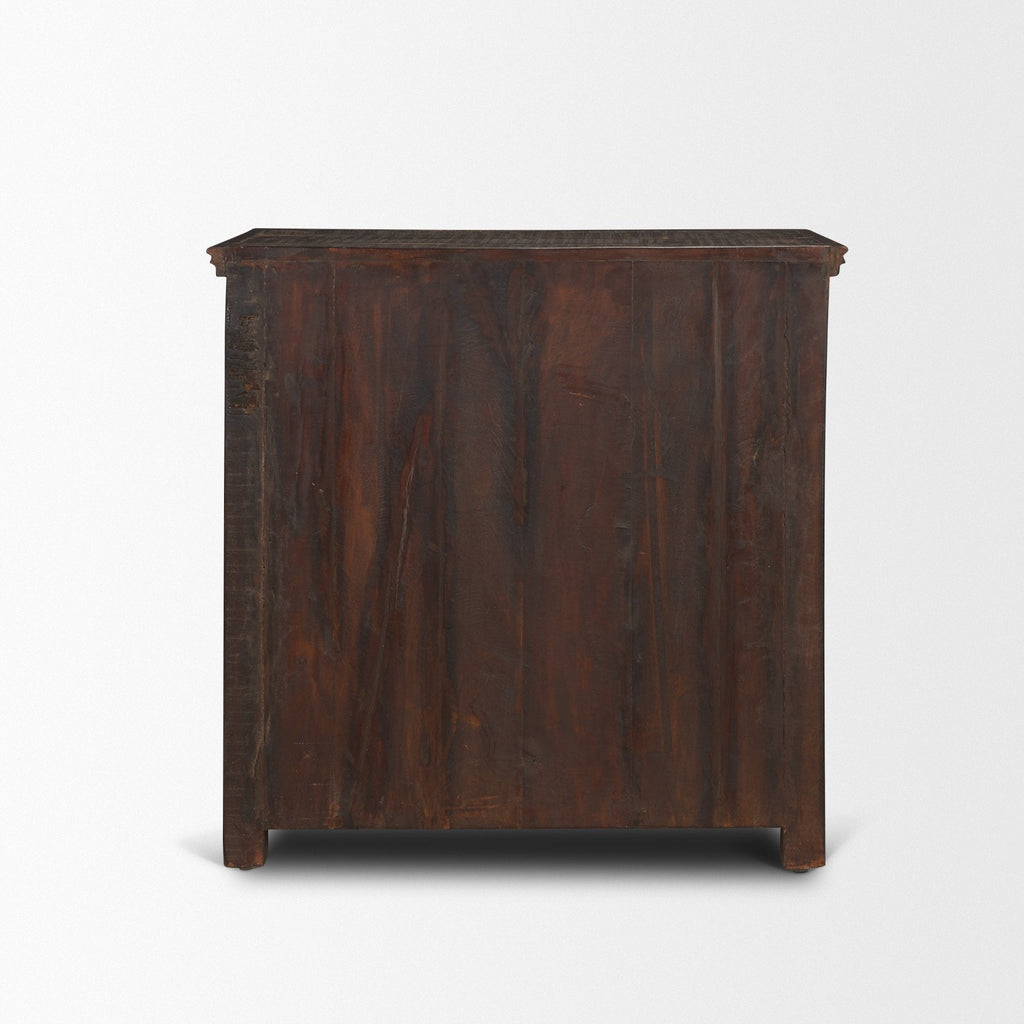 Meuble TV/commode industriel en bois recyclé et métal à 3 tiroirs pour salon