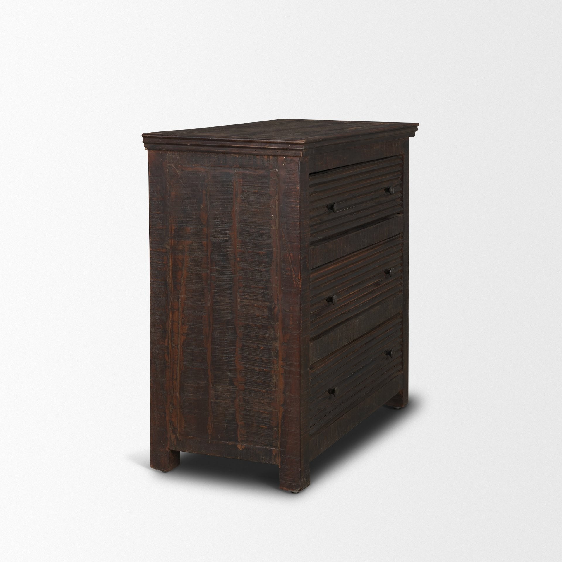 Industrial Reclaimed Wood & Metal 3-Drawer Cabinet for Living Room