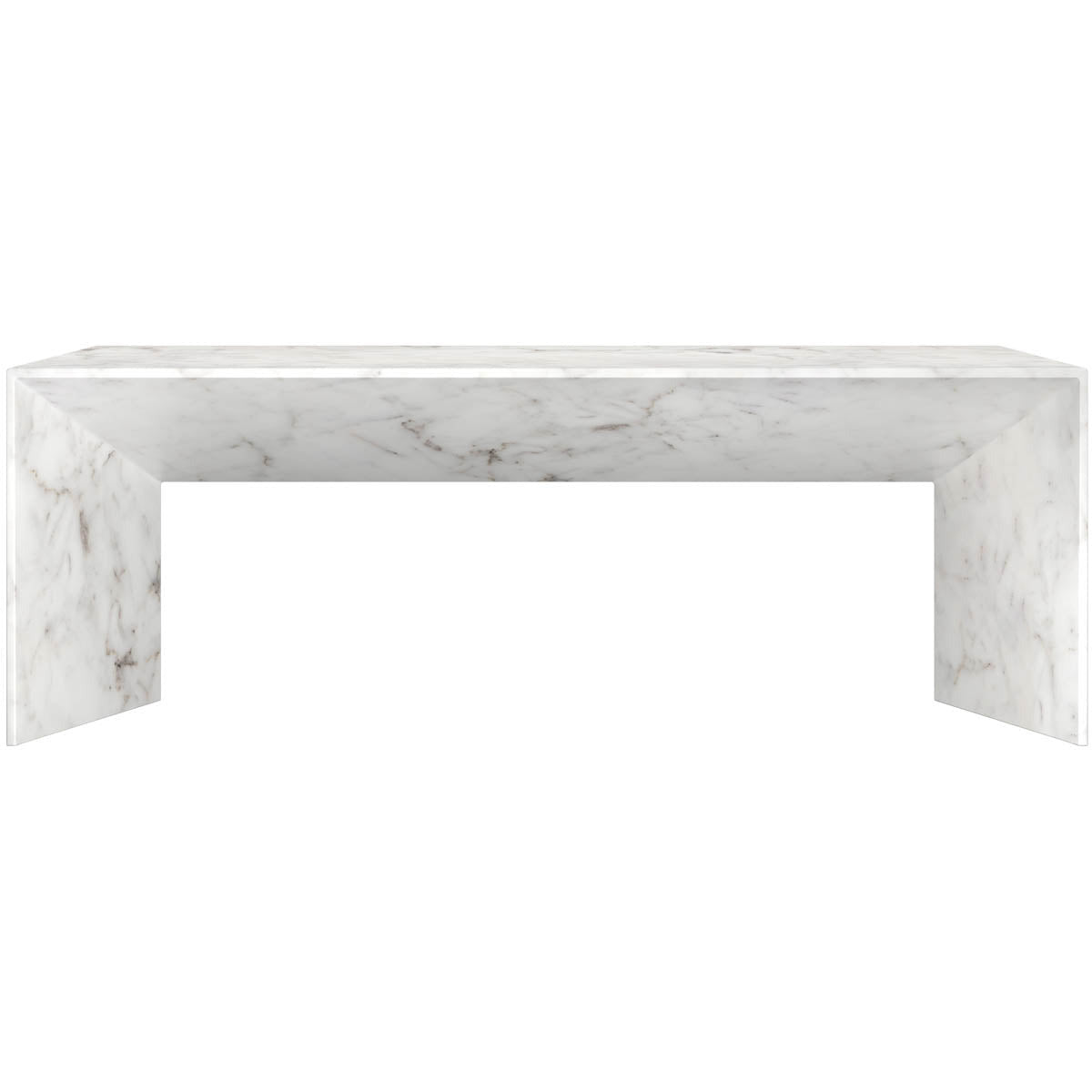 Contemporary White Marble-Look Coffee Table with Metal Base for Living Room