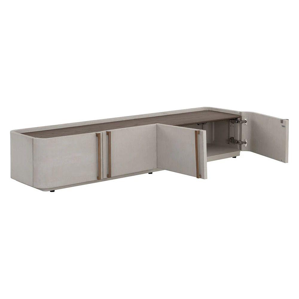 Modern Wood & Metal Media Console with Multi-Storage for Living Room