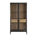Vitrine moderne en bois et métal avec étagère en verre pour salon