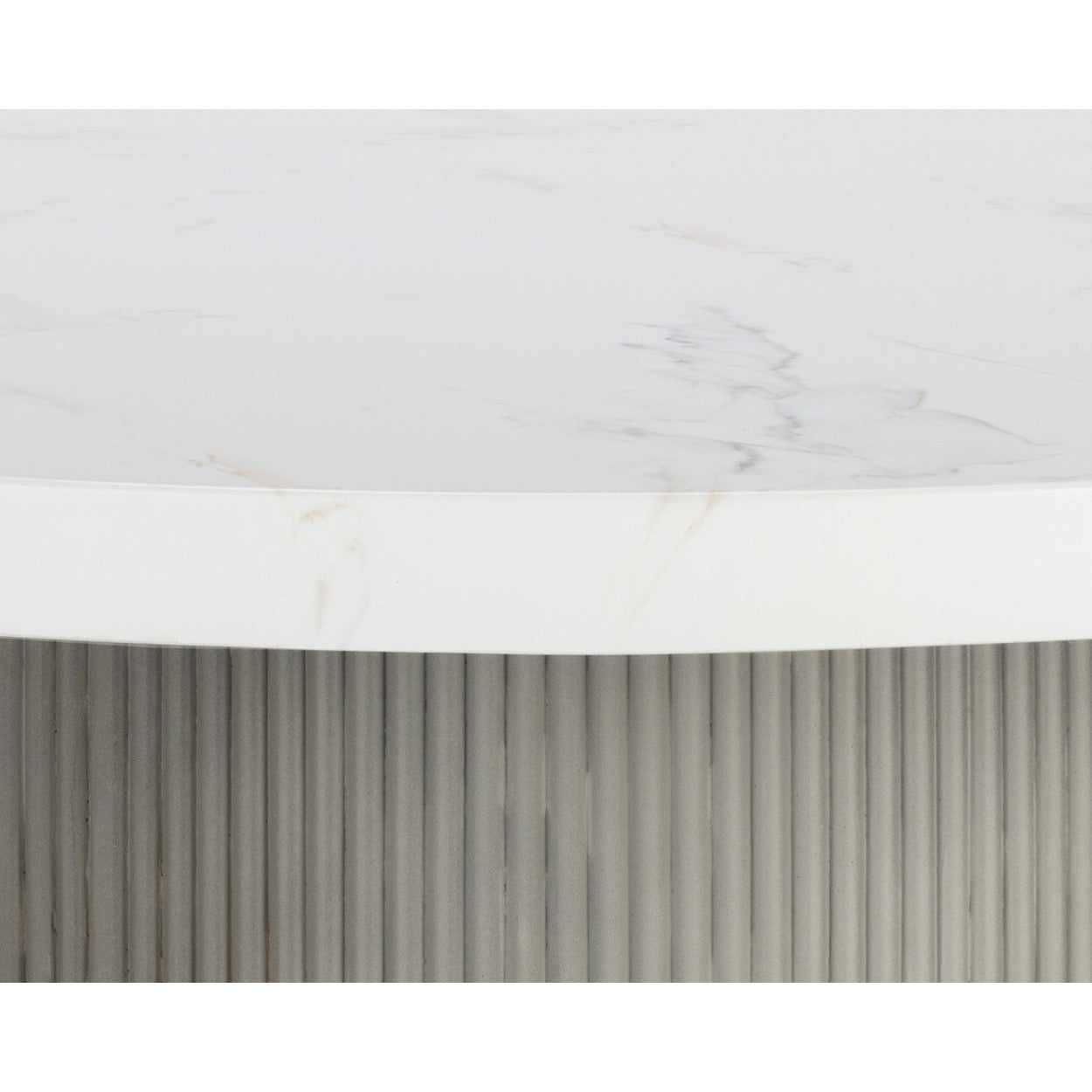 Contemporary Light Grey Marble-Look Dining Table with Metal Base for Dining Room