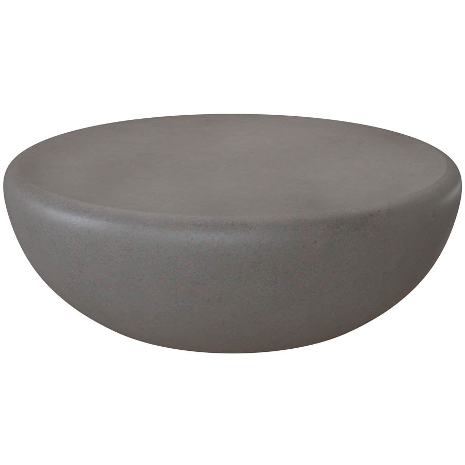 Modern Stone-Look & Metal Coffee Table with Round Top for Living Room