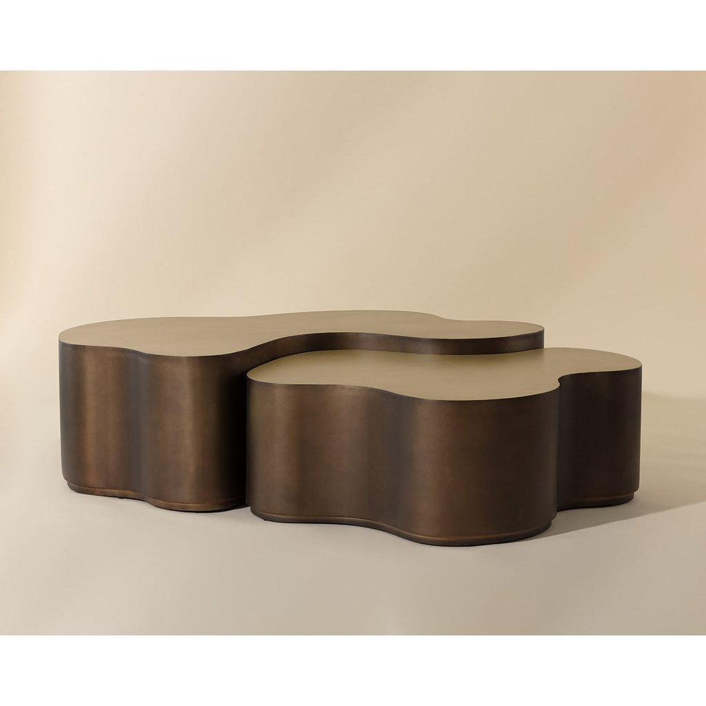 Tables basses gigognes modernes en bois et métal (lot de 2) pour salon
