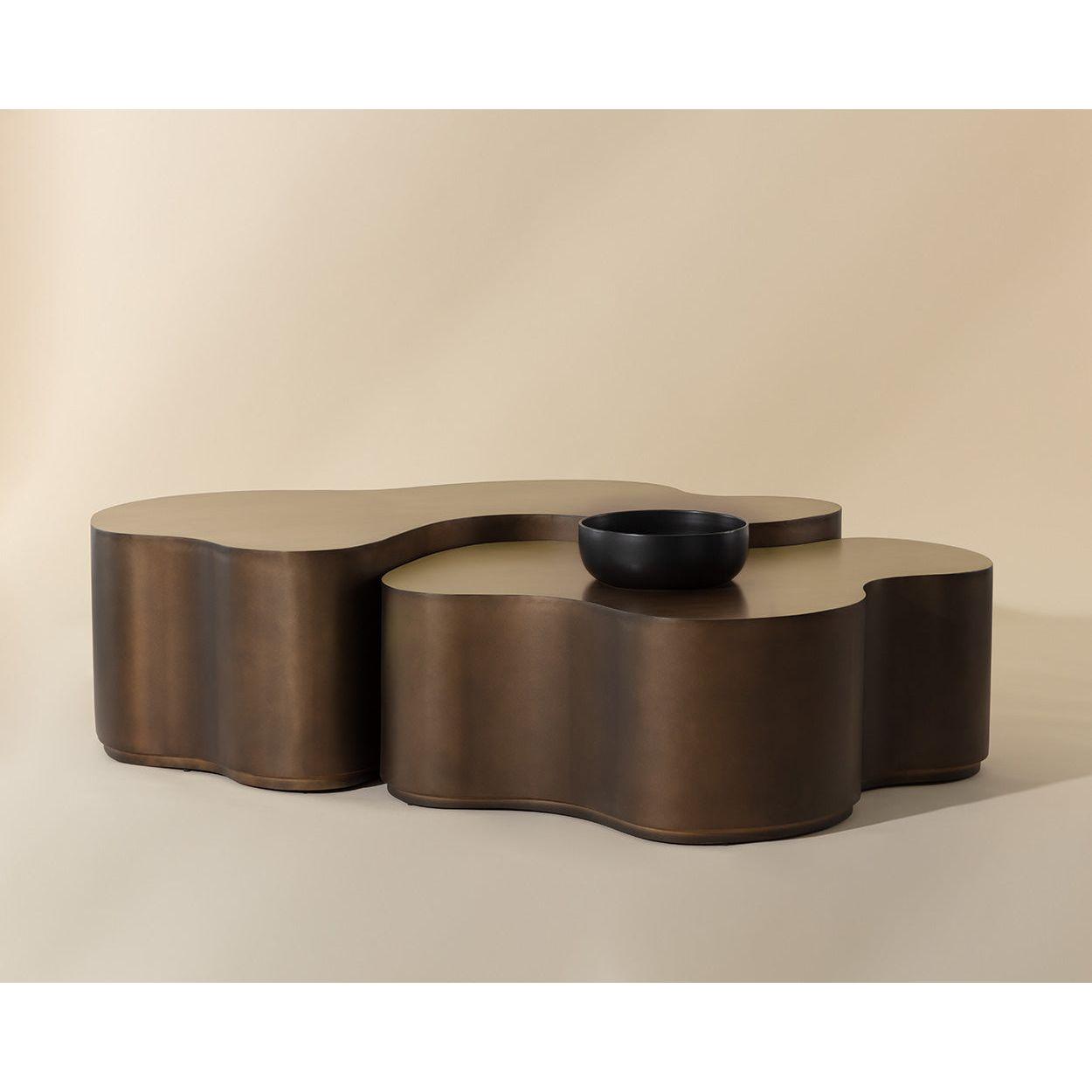 Modern Wood & Metal Nesting Coffee Table Set of 2 for Living Room