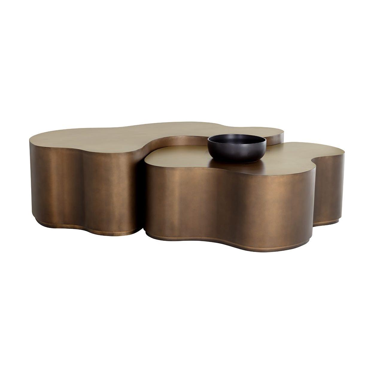 Modern Wood & Metal Nesting Coffee Table Set of 2 for Living Room