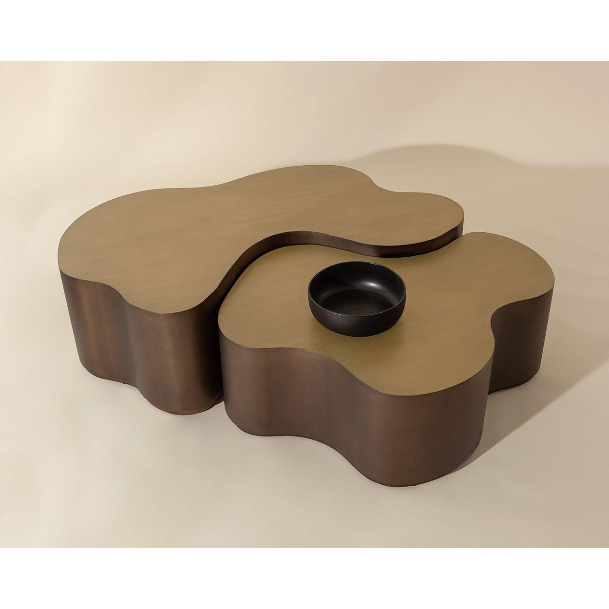 Modern Wood & Metal Nesting Coffee Table Set of 2 for Living Room