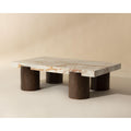Table Basse Moderne Ronde Effet Marbre et Métal pour Salon