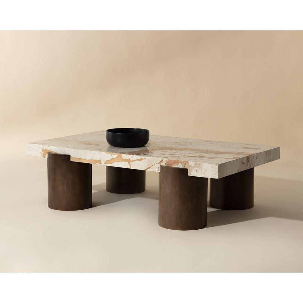 Table Basse Moderne Ronde Effet Marbre et Métal pour Salon