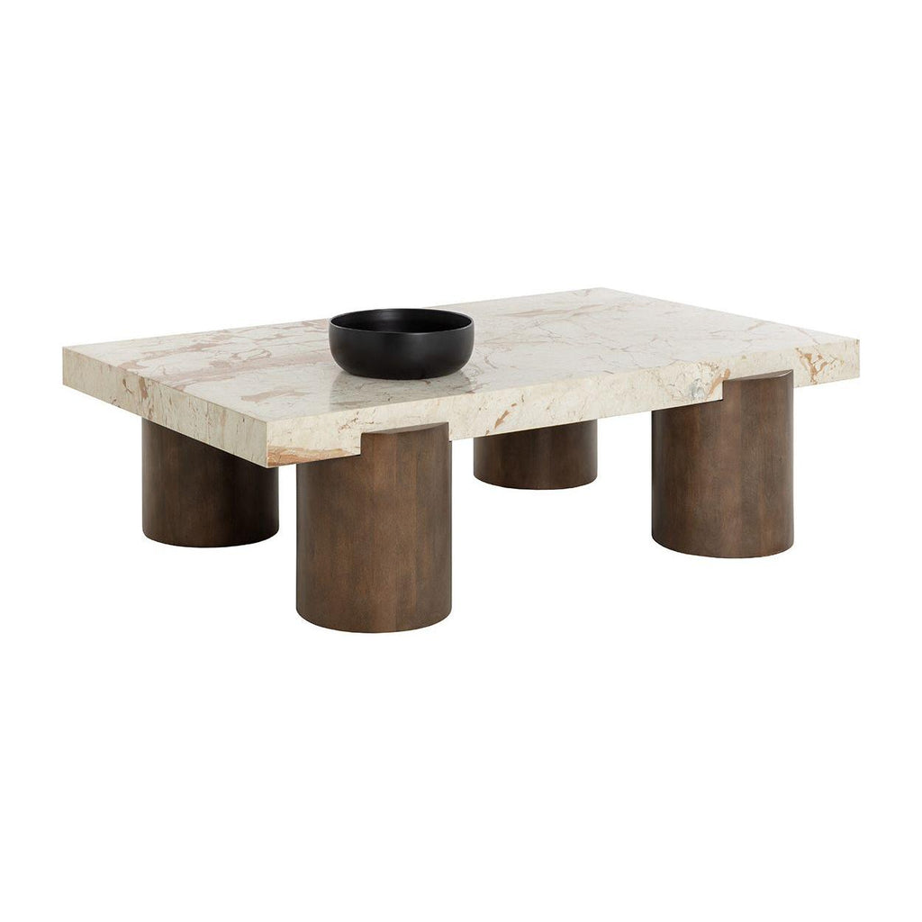 Table Basse Moderne Ronde Effet Marbre et Métal pour Salon