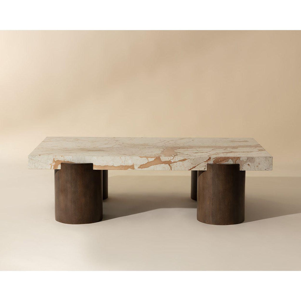 Table Basse Moderne Ronde Effet Marbre et Métal pour Salon