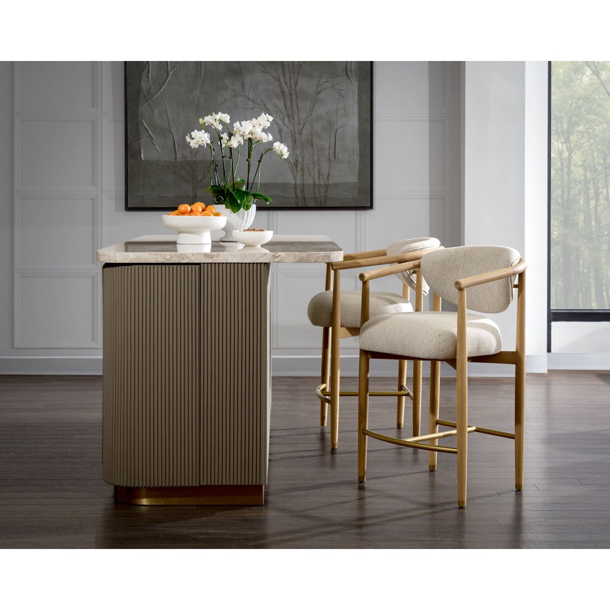 Industrial Wood & Metal Armless Counter Stool for Dining Room