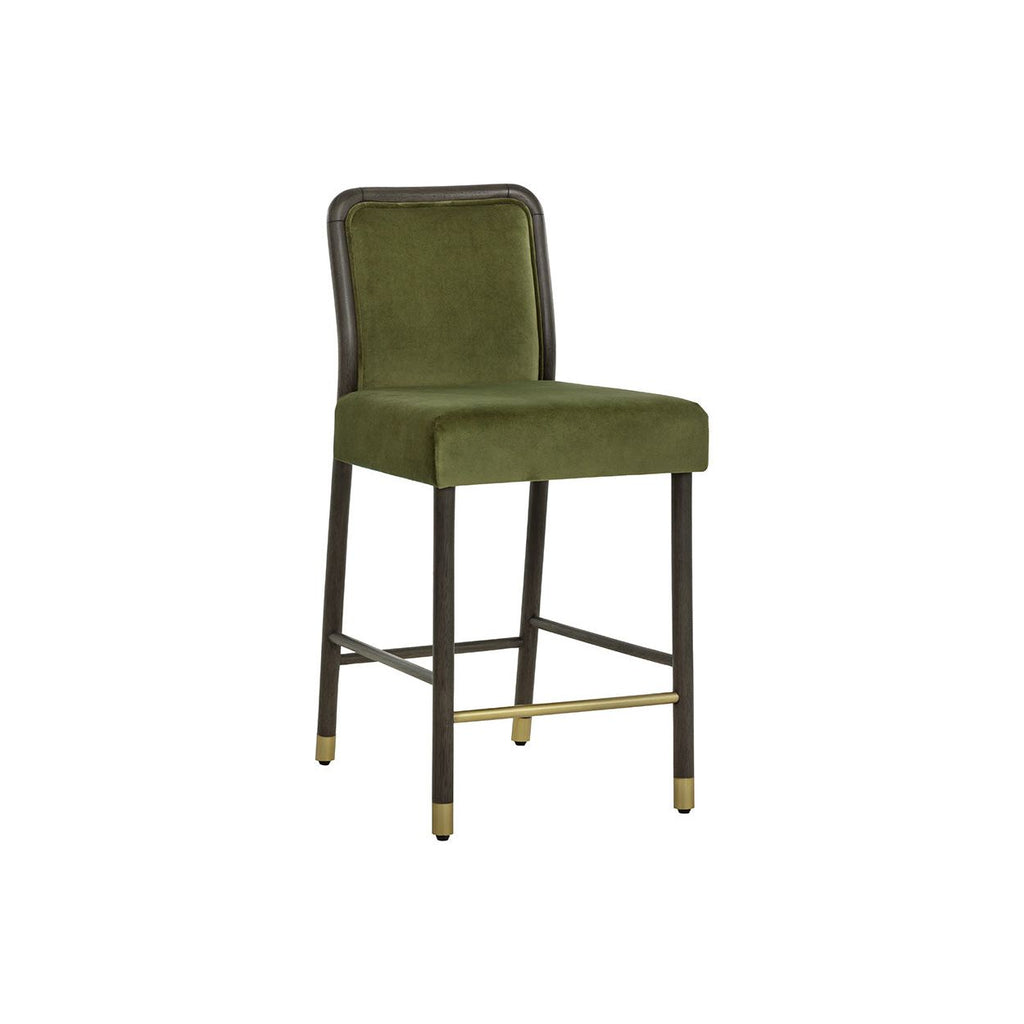 Tabouret de comptoir contemporain en tissu et cuir avec coussin pour salle à manger