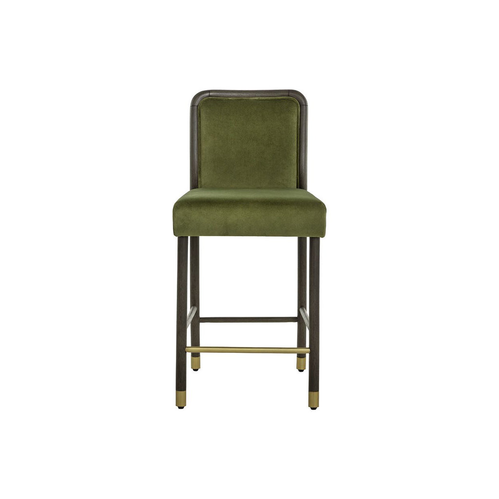 Tabouret de comptoir contemporain en tissu et cuir avec coussin pour salle à manger
