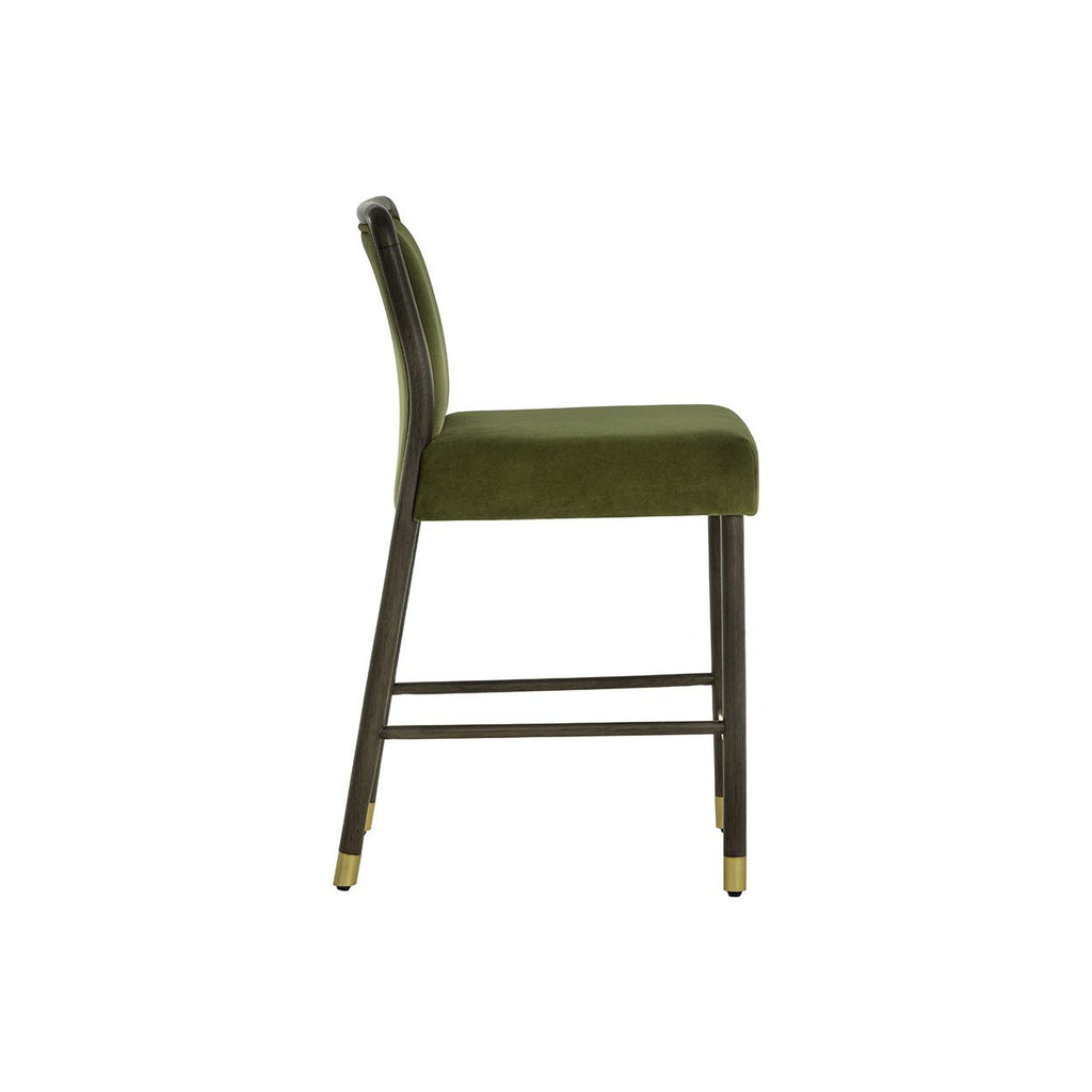 Tabouret de comptoir contemporain en tissu et cuir avec coussin pour salle à manger